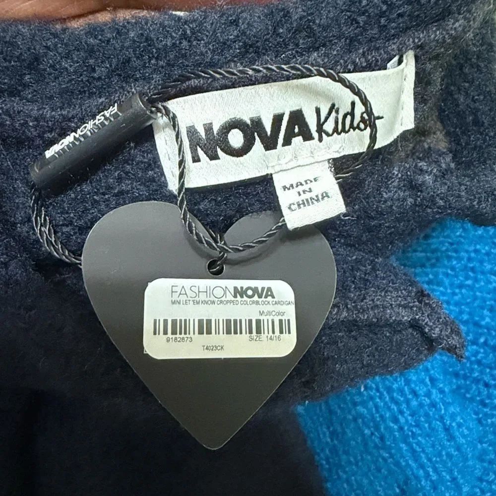 Fashion nova Kids Girls Color-block Cropped Cardigan(Size 14/16) - Picture 6 of 6